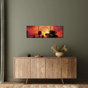Tablou apus de soare (cu ceas) (90x30 cm)