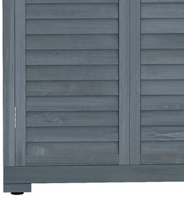 Outsunny Dulap de grădină pentru unelte din lemn, 2 rafturi, acoperiș bituminos, uși cu obloane, 87 x 47 x 160 cm, gri | Aosom Romania