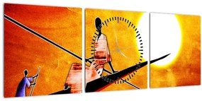 Tablou picturii epochale străveche (cu ceas) (90x30 cm)