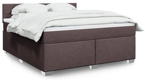 vidaXL Pat continental cu saltea maro închis 180x200cm material textil