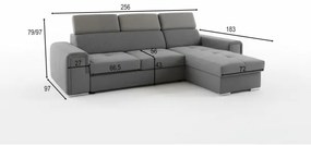 Colțar extensibil universal SALVADA, în L, cu spațiu de depozitare, gri închis