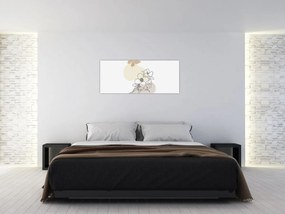 Tablou - Flori bej cu fluture N⁰3 (120x50 cm)