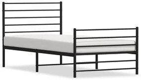 vidaXL Cadru pat metalic cu tăblii de cap/picioare, negru, 107x203 cm