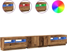 vidaXL Dulap TV cu lumini LED lemn vechi 260x35x40 cm lemn prelucrat