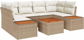 vidaXL Set de canapele pentru grădină cu pernă 6 pcs Bej Rattan poli