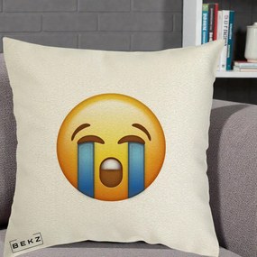 Perna Decorativa Emoji Plange, 40x40 cm, Ecru, Husa Detasabila, Perna Inclusa, BEKZ®