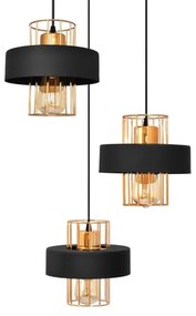 Lustră pe cablu VOLTA 3xE27/15W/230V neagră/aurie