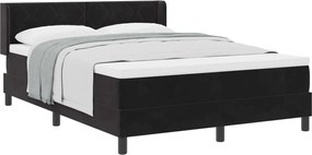 vidaXL Pat cu arcuri cu saltea cu headboard Negru 200 x 140 cm Catifea