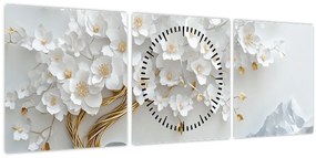 Tablou – Arborele vieții 3D elegant (cu ceas) (90x30 cm)