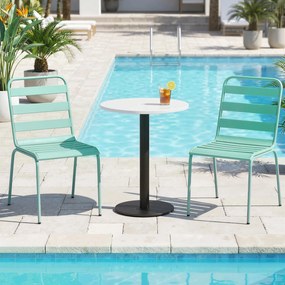 Outsunny Set de 2 Scaune de Grădină Empilabile din Metal pentru Terasă, Balcon, Grădină, Verde | Aosom Romania