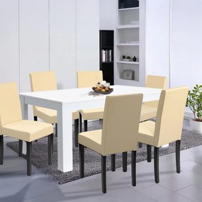 Set de masă Leon 6+1 alb-bej