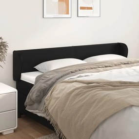 Tablie de pat cu aripioare negru 163x23x78 88cm piele ecologica 1, Negru, 163 x 23 x 78 88 cm