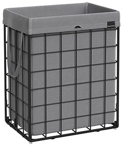 Cos de rufe pliabil cu sac detasabil, metal / textil, gri / negru, Songmics