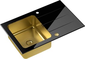 Chiuveta inox incastrata Quadron Unique Ford 111 finisaj cupru - negru 78x50 cm