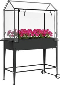 Outsunny Carré potager sur pieds cu bâche en PVC jardinière surélevée cu roți gaură de drenaj 100 x 45 x 152 cm negru | Aosom Romania