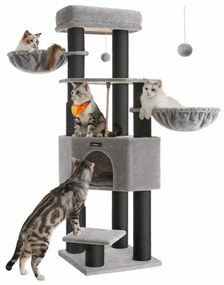 Ansamblu pentru pisici, 50 x 50 x 160 cm, plus, gri / negru, Feandrea