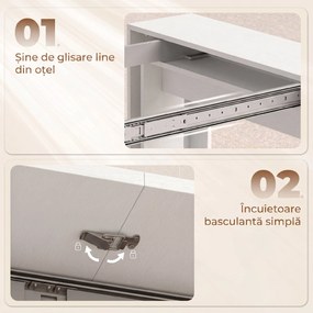 HOMCOM Masă Extensibilă Convertibilă în Consolă pentru 10 Persoane, PAL, Oțel, 240 x 90 x 78 cm, Alb | Aosom Romania