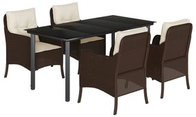 3211944 vidaXL Set mobilier de grădină, 5 piese, cu perne, maro, poliratan