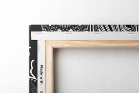 Tablou Mandala indiană cu model floral în design alb-negru