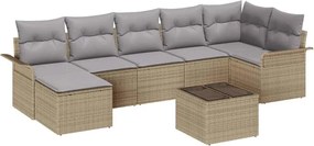 vidaXL Set de canapele pentru grădină cu pernă 8 pcs Bej Rattan poli