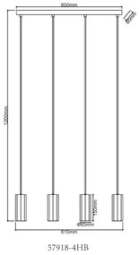 Lustră pe cablu Globo 57918-4HB JAMES 4xGU10/25W/230V negru