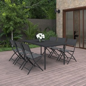 3073505 vidaXL Set mobilier de exterior, 7 piese, oțel
