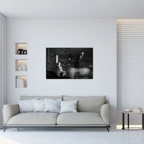 Tablou abstract - bilele verzi (90x60 cm)