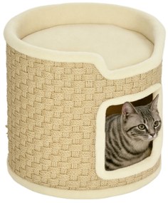 PawHut Tonneau pentru zgâriat pisici, tonneau pentru pisici, acoperit cu plus, capacitate de 5 kg, Ø 38 x 37 Î kaki și bej | Aosom Romania