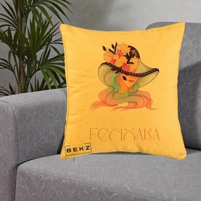 Perna Personalizata Zodie Fecioara, 40x40 cm, Galben, Husa Detasabila, Perna Inclusa, BEKZ®
