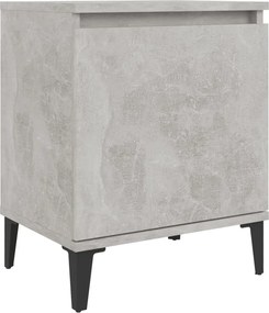 vidaXL Noptieră cu picioare metalice, gri beton, 40x30x50 cm