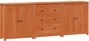 vidaXL Bufet cu sertar 3 pcs Maro Ceară Lemn masiv de pin
