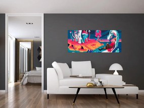 Tablou - Prinț și prințesa cu dragon (120x50 cm)