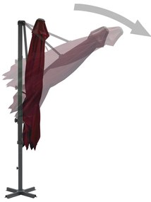Umbrela suspendata cu stalp aluminiu, rosu bordo, 250x250 cm Rosu, 250 x 250 cm