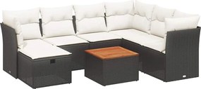 vidaXL Set mobilier de grădină cu perne, 8 piese, negru, poliratan
