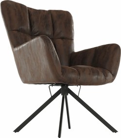 Fotoliu de design rotativ, maro ţesătură cu efect de piele întoarsă/negru, KOMODO