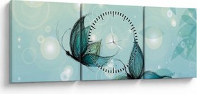 Tablou - Fluturi albaștri (cu ceas) (90x30 cm)