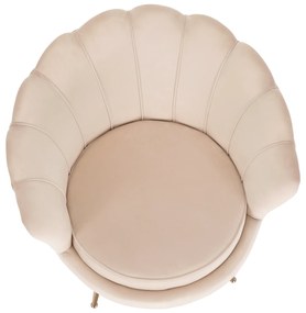 Fotoliu în stil Art-deco, catifea Velvet bej/crom auriu, NOBLIN
