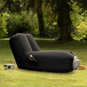 Airlounge, scaun gonflabil, 90x80x150cm, rucsac, lavabil, poliester, negru