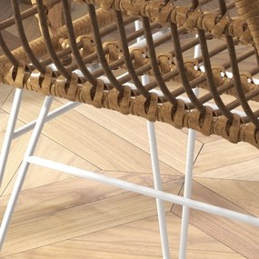 HOMCOM Lot de 2 scaune fotolii de dining design boem șezut din răchită sintetică picior din oțel alb | Aosom Romania