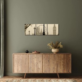 Tablou - Londra în ceață, Anglia (cu ceas) (90x30 cm)