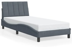 3207826 vidaXL Cadru de pat cu tăblie, gri închis, 90x200 cm, catifea