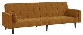 337521 vidaXL Canapea extensibilă cu 2 locuri, 2 perne, maro, catifea