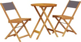 vidaXL Set mobilier bistro, 3 piese, textil antracit/lemn masiv