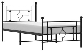 374350 vidaXL Cadru pat metalic cu tăblii de cap/picioare, negru, 90x200 cm