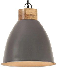 Lampa suspendata industriala, gri, 35 cm, lemn masivfier, E27 1, Gri, 35 cm