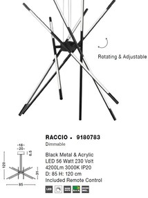 Lustra LED design modern cu brate reglabile si telecomanda RACCIO negru