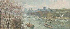 Tablou - Camille Pissarro, The Louvre, Afternoon, Rainy Weather, reproducere (120x50 cm)