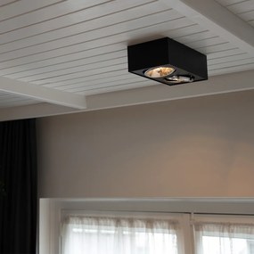 Spotlight pătrat negru cu 2 lumini - Kaya