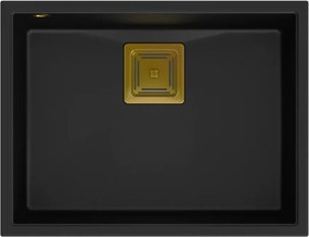 Chiuveta compozit sub blat Quadron Unique David 50 negru carbon - auriu 55x42 cm