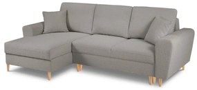 Colțar gri deschis extensibil, cu spațiu de depozitare cu tapițerie din țesătură bouclé (cu colț pe partea stângă, cu șezlong) Kyoto – Cosmopolitan Design